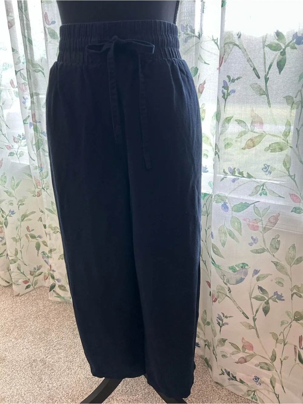 Wide Leg Drawstring Pants in Navy